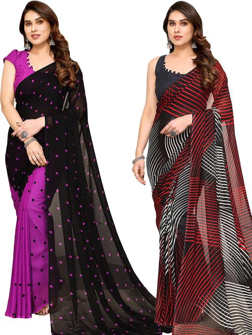 women pack of 2 casual wear sarees with blouse - 21439741 - Very Small Image - 1