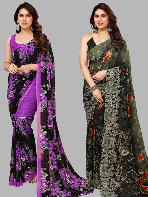 pack of 2 casual wear combo sarees - 21439747 - Very Small Image - 1