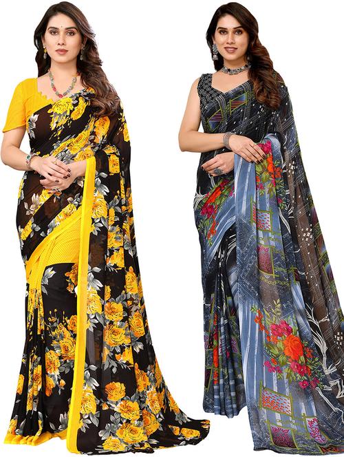 pack of 2 casual wear combo sarees - 21439749 - Very Small Image - 1