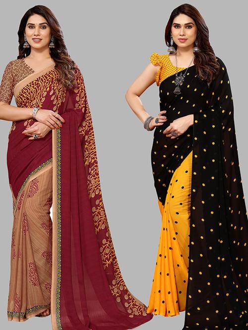pack of 2 casual wear combo sarees - 21439750 - Very Small Image - 1