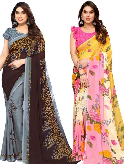 pack of 2 printed sarees - 21439752 - Very Small Image - 1