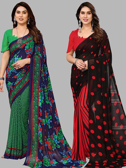 pack of 2 printed casual wear sarees - 21439769 - Very Small Image - 1