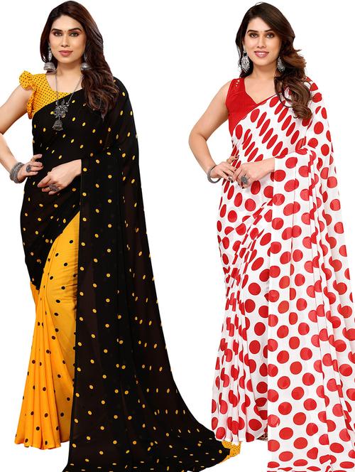 pack of 2 printed casual wear sarees - 21439775 - Very Small Image - 1