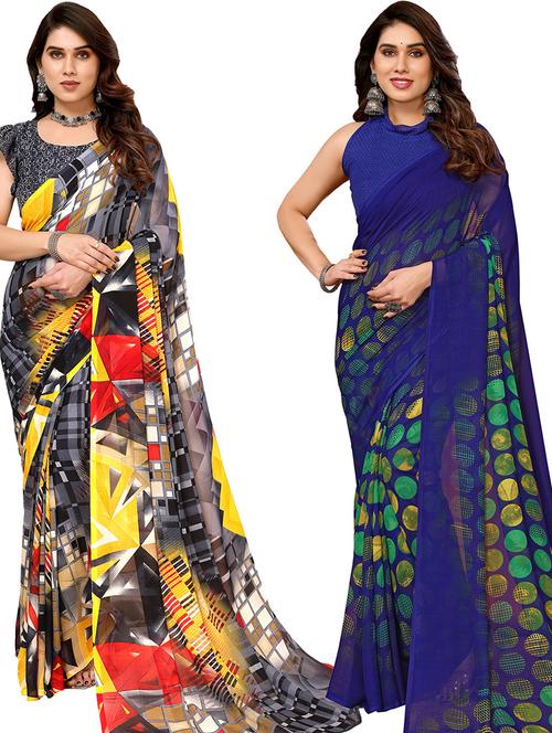 women pack of 2 casual wear sarees - 21439780 - Very Small Image - 1
