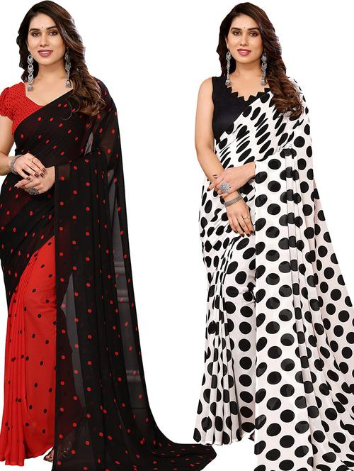 women pack of 2 casual wear sarees with blouse - 21439783 - Very Small Image - 1