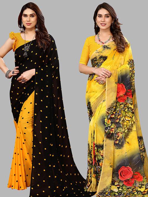 pack of 2 printed casual wear sarees - 21439791 - Very Small Image - 1