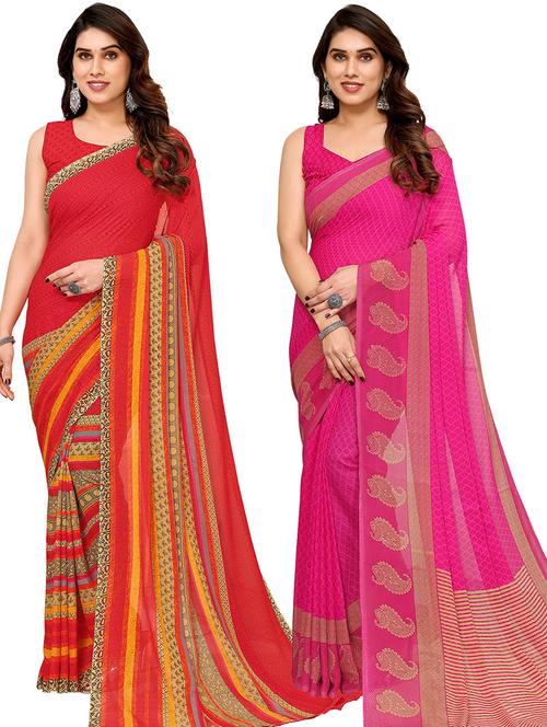 pack of 2 printed sarees - 21439793 - Very Small Image - 1
