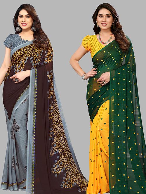 pack of 2 printed casual wear sarees - 21439795 - Very Small Image - 1