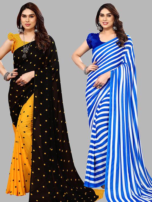 pack of 2 printed casual wear sarees - 21439796 - Very Small Image - 1