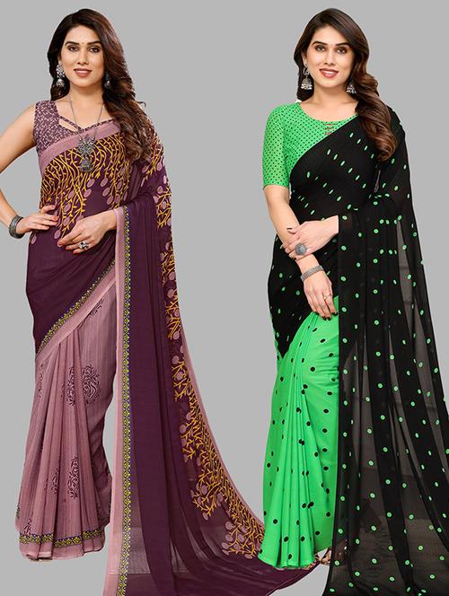 women pack of 2 casual wear sarees with blouse - 21439797 - Very Small Image - 1