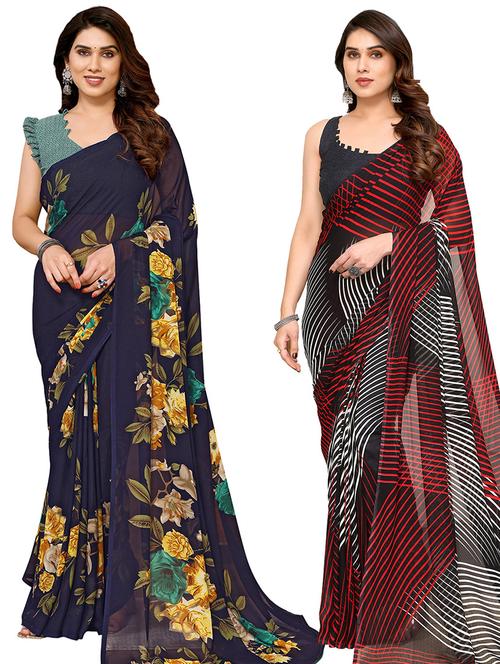 women pack of 2 casual wear sarees - 21439802 - Very Small Image - 1