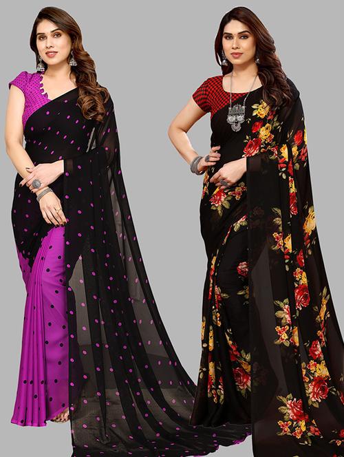 pack of 2 casual wear combo sarees with blouse - 21439803 - Very Small Image - 1