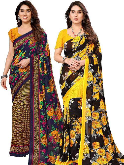 pack of 2 casual wear combo sarees - 21439807 - Very Small Image - 1