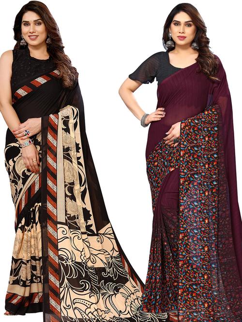 women pack of 2 casual wear sarees - 21439810 - Very Small Image - 1