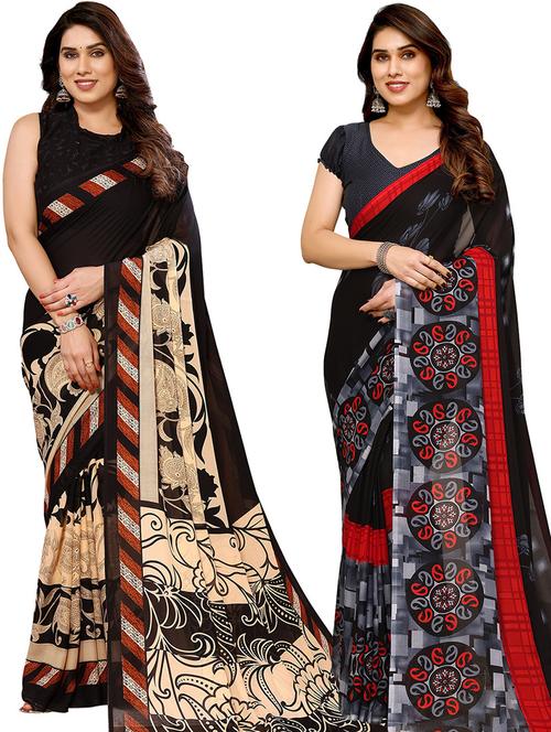 women pack of 2 casual wear sarees with blouse - 21439813 - Very Small Image - 1