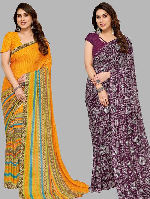 pack of 2 casual wear combo sarees - 21439828 - Very Small Image - 1