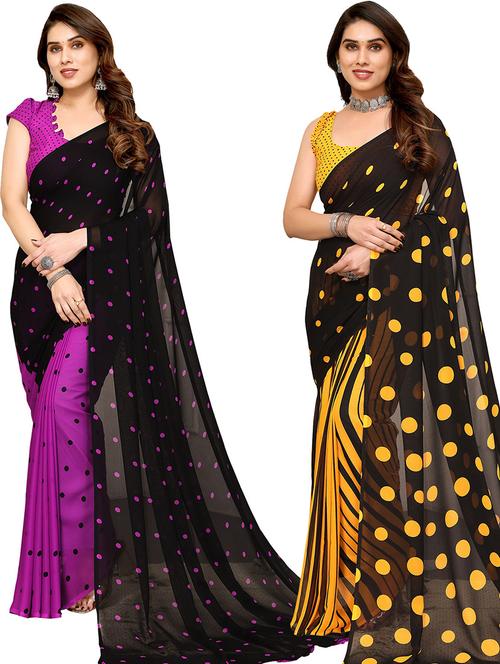 women pack of 2 casual wear sarees with blouse - 21439830 - Very Small Image - 1