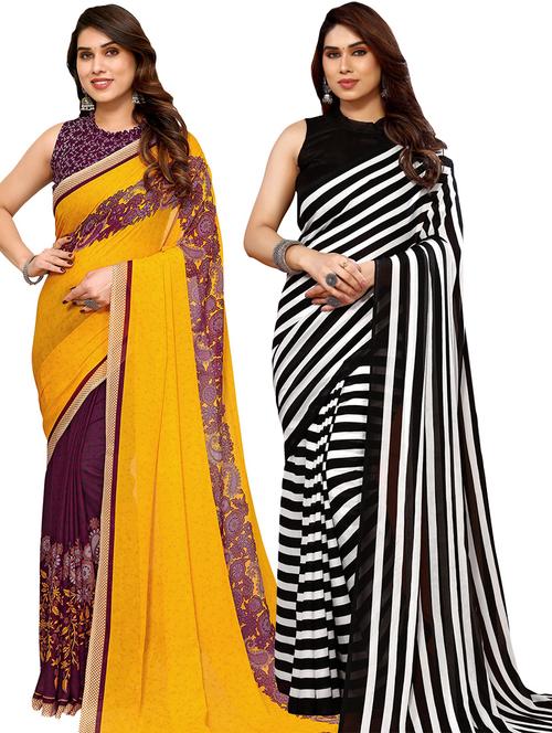 pack of 2 printed casual wear sarees - 21439831 - Very Small Image - 1
