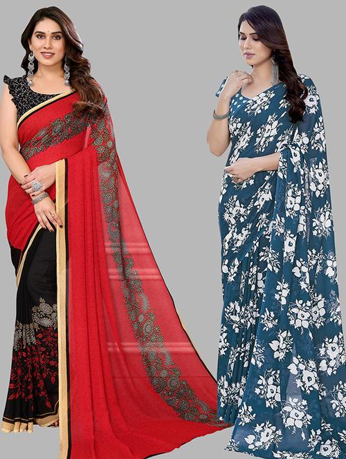 pack of 2 women printed sarees with blouse - 21439832 - Very Small Image - 1