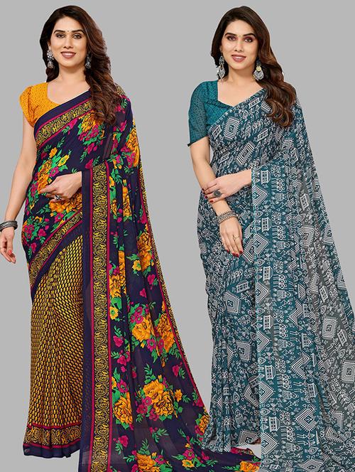 women pack of 2 printed casual sarees - 21439843 - Very Small Image - 1