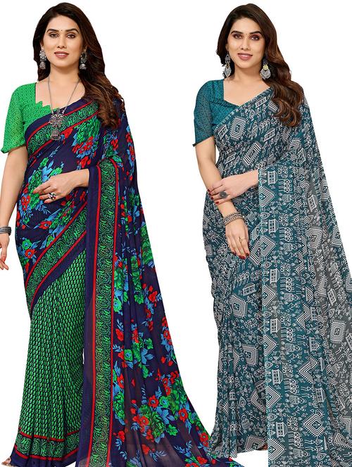 pack of 2 printed sarees - 21439852 - Very Small Image - 1