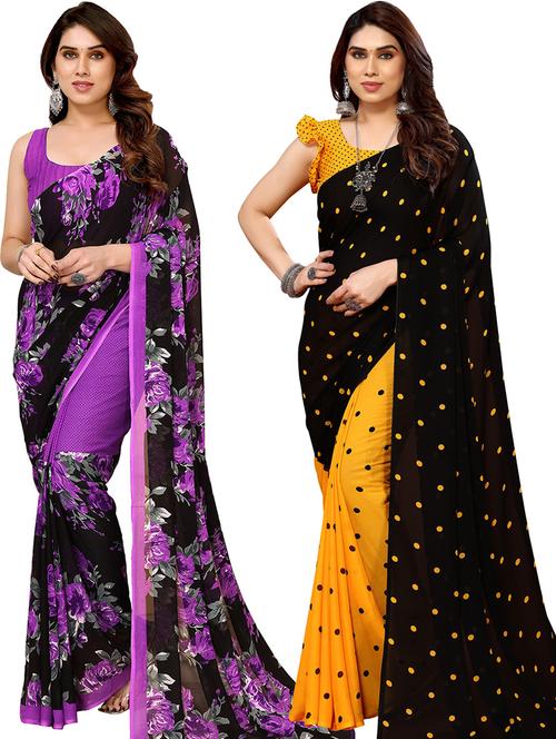 pack of 2 printed casual wear sarees - 21439853 - Very Small Image - 1