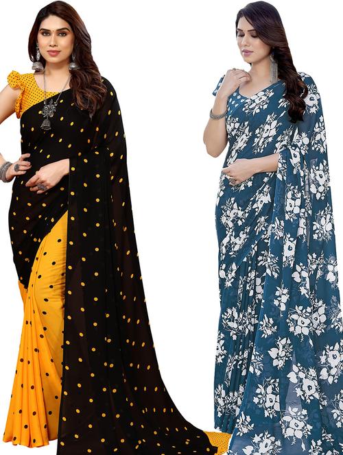 pack of 2 casual wear combo sarees - 21439854 - Very Small Image - 1
