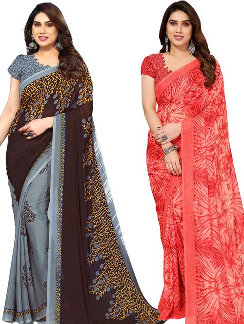 pack of 2 casual wear combo sarees - 21439857 - Very Small Image - 1