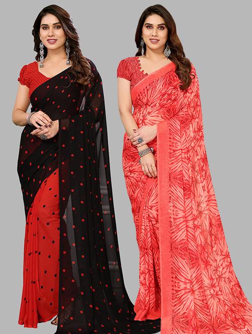 pack of 2 printed casual wear sarees - 21439858 - Very Small Image - 1
