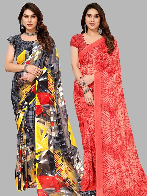 pack of 2 printed sarees - 21439859 - Very Small Image - 1