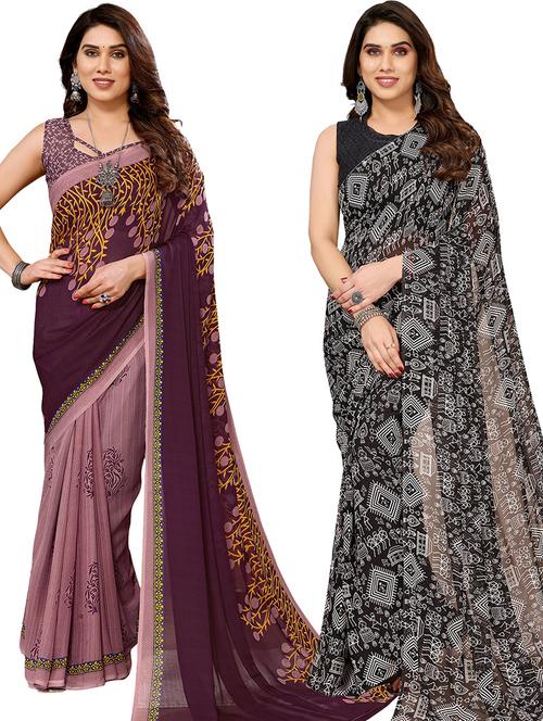 pack of 2 casual wear combo sarees - 21439868 - Very Small Image - 1
