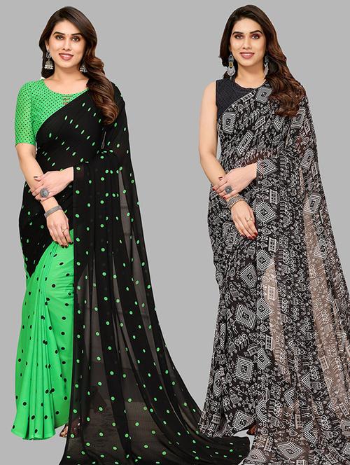 pack of 2 casual wear combo sarees with blouse - 21439870 - Very Small Image - 1