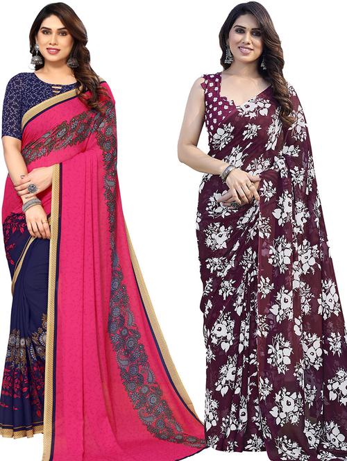 pack of 2 printed sarees - 21439895 - Very Small Image - 1
