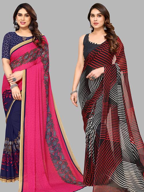 pack of 2 printed casual wear sarees - 21439898 - Very Small Image - 1