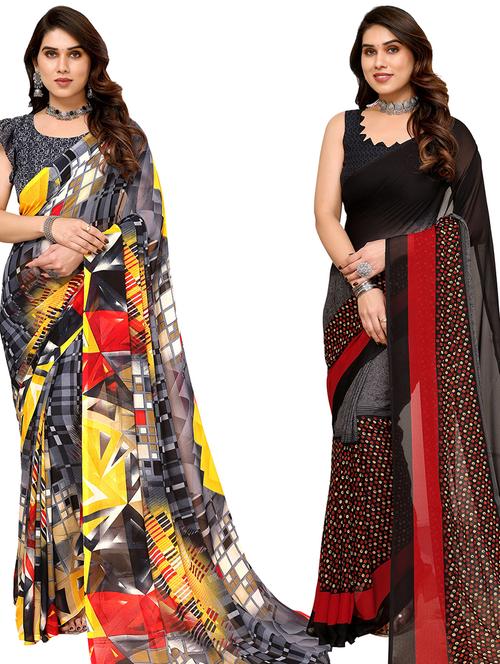 women pack of 2 casual wear sarees - 21439905 - Very Small Image - 1