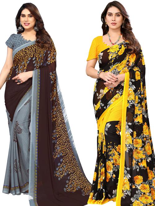 women pack of 2 casual wear sarees with blouse - 21439908 - Very Small Image - 1