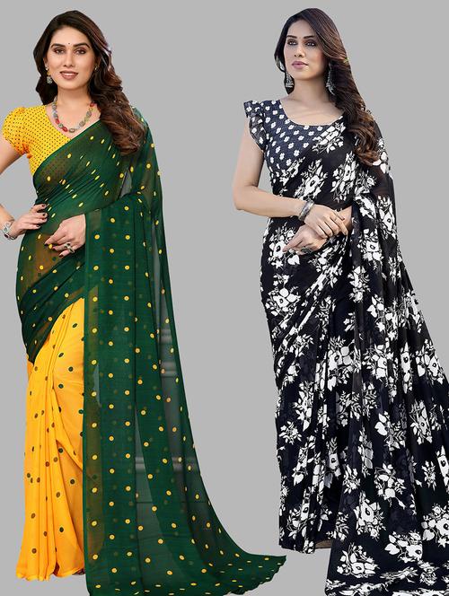 pack of 2 printed sarees - 21439913 - Very Small Image - 1