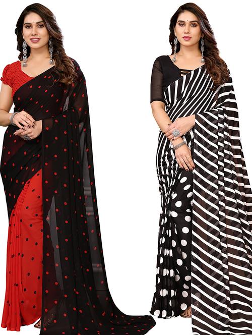 pack of 2 casual wear combo sarees with blouse - 21439922 - Very Small Image - 1