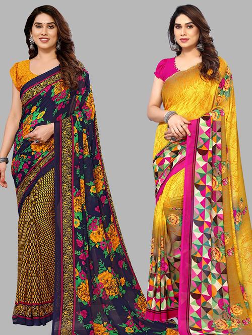 pack of 2 printed casual wear sarees - 21439926 - Very Small Image - 1