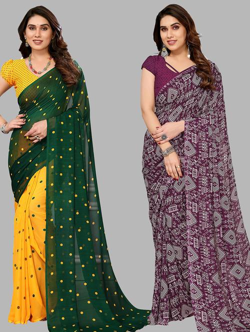 pack of 2 printed sarees - 21439949 - Very Small Image - 1