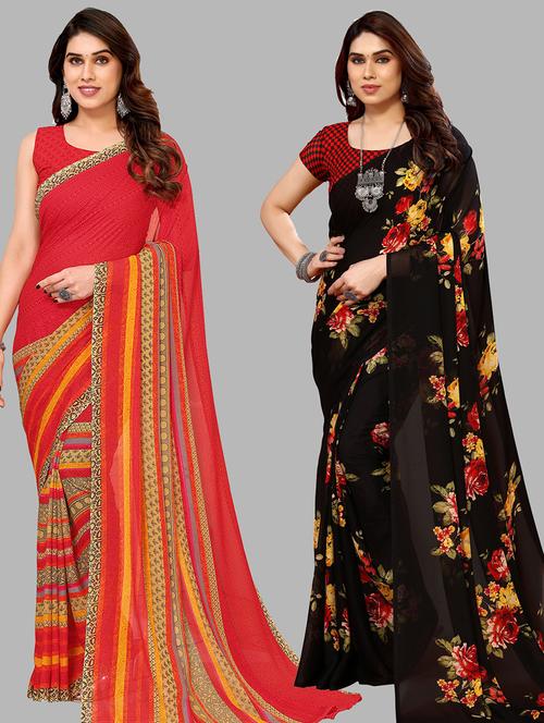 women pack of 2 printed casual sarees - 21439951 - Very Small Image - 1