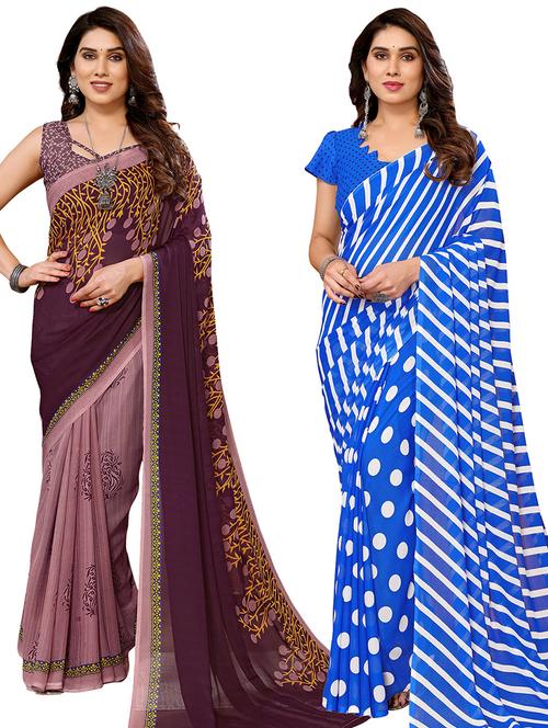 women pack of 2 casual wear sarees - 21439959 - Very Small Image - 1
