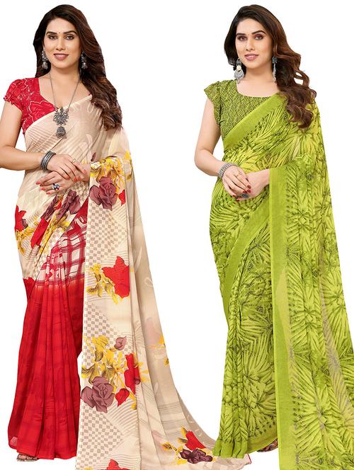 pack of 2 printed sarees - 21439963 - Very Small Image - 1