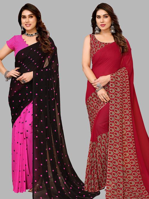 pack of 2 printed sarees - 21439965 - Very Small Image - 1