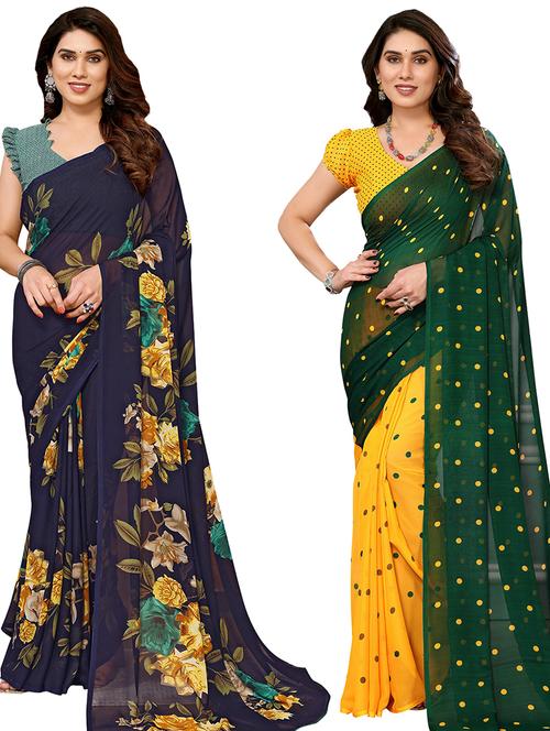 pack of 2 printed casual wear sarees - 21439969 - Very Small Image - 1
