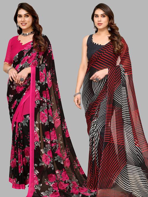 women pack of 2 casual wear sarees - 21439970 - Very Small Image - 1