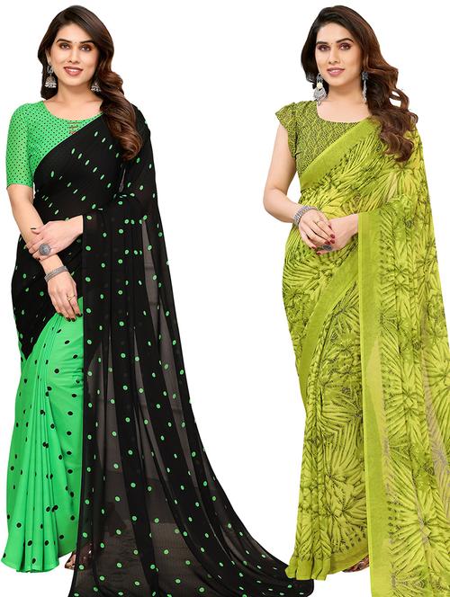 pack of 2 printed casual wear sarees - 21439973 - Very Small Image - 1