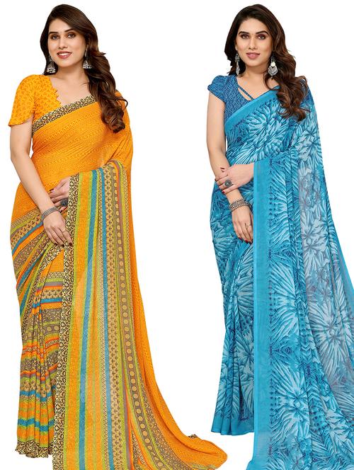 women pack of 2 casual wear sarees - 21439977 - Very Small Image - 1