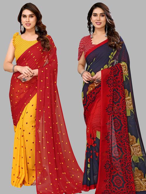 women pack of 2 printed casual sarees - 21439980 - Very Small Image - 1