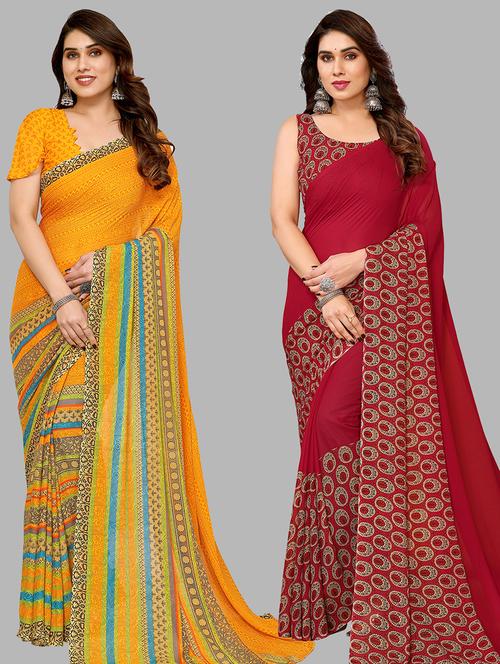 women pack of 2 casual wear sarees - 21439982 - Very Small Image - 1